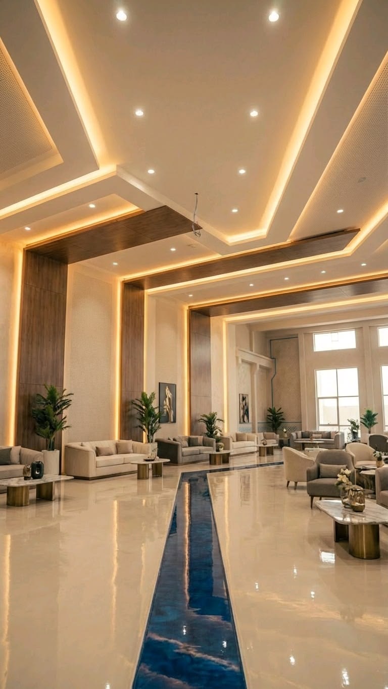 Luxury Hotel Lobby featuring Custom Tufted Headboard Wall #2